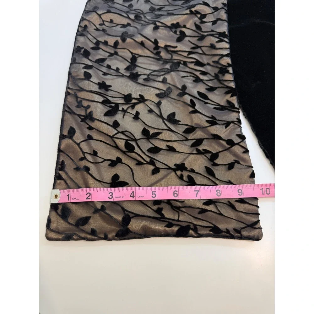 Vintage Black Burnout Velvet Floral Sheer Scarf Wrap Evening Shawl